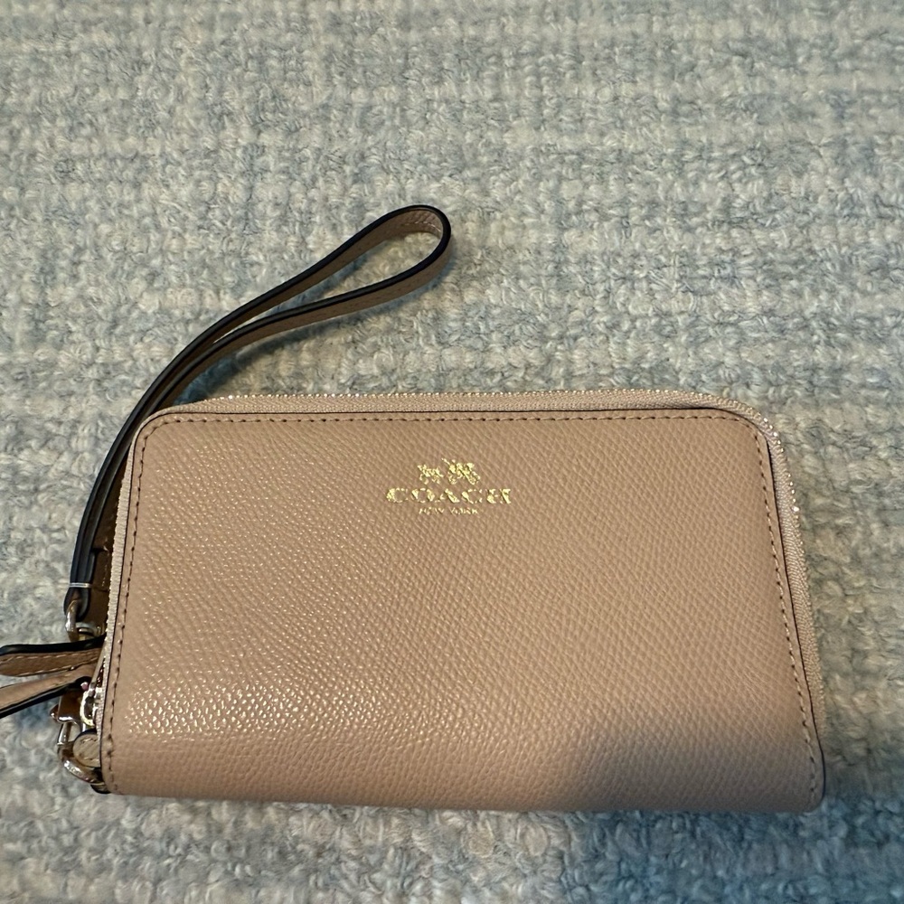 Coach Taupe Wristlet/Wallet with Strap